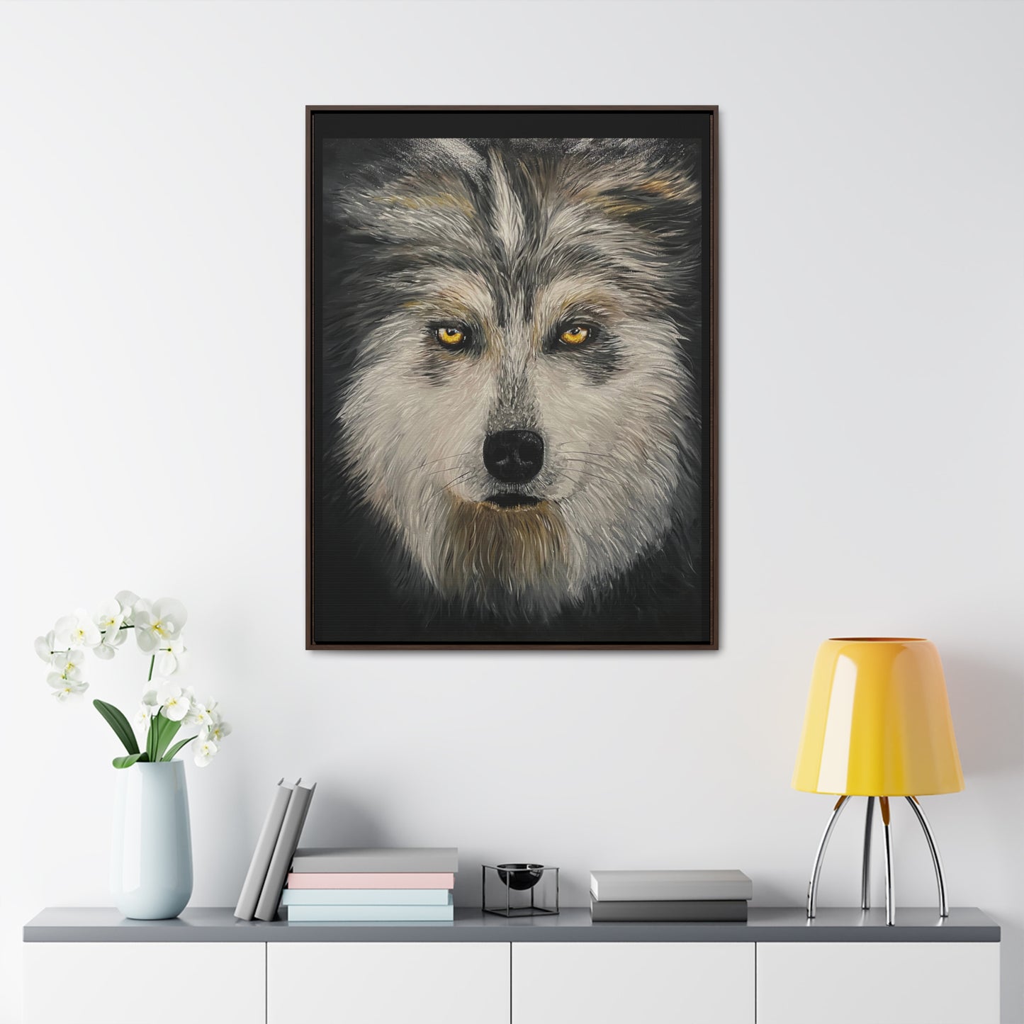 Wolf - Gallery Canvas Wrap with Real Wood Vertical Frame