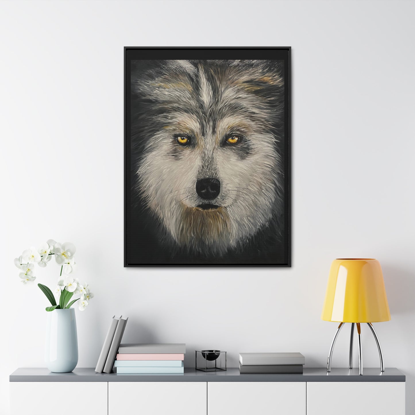 Wolf - Gallery Canvas Wrap with Real Wood Vertical Frame