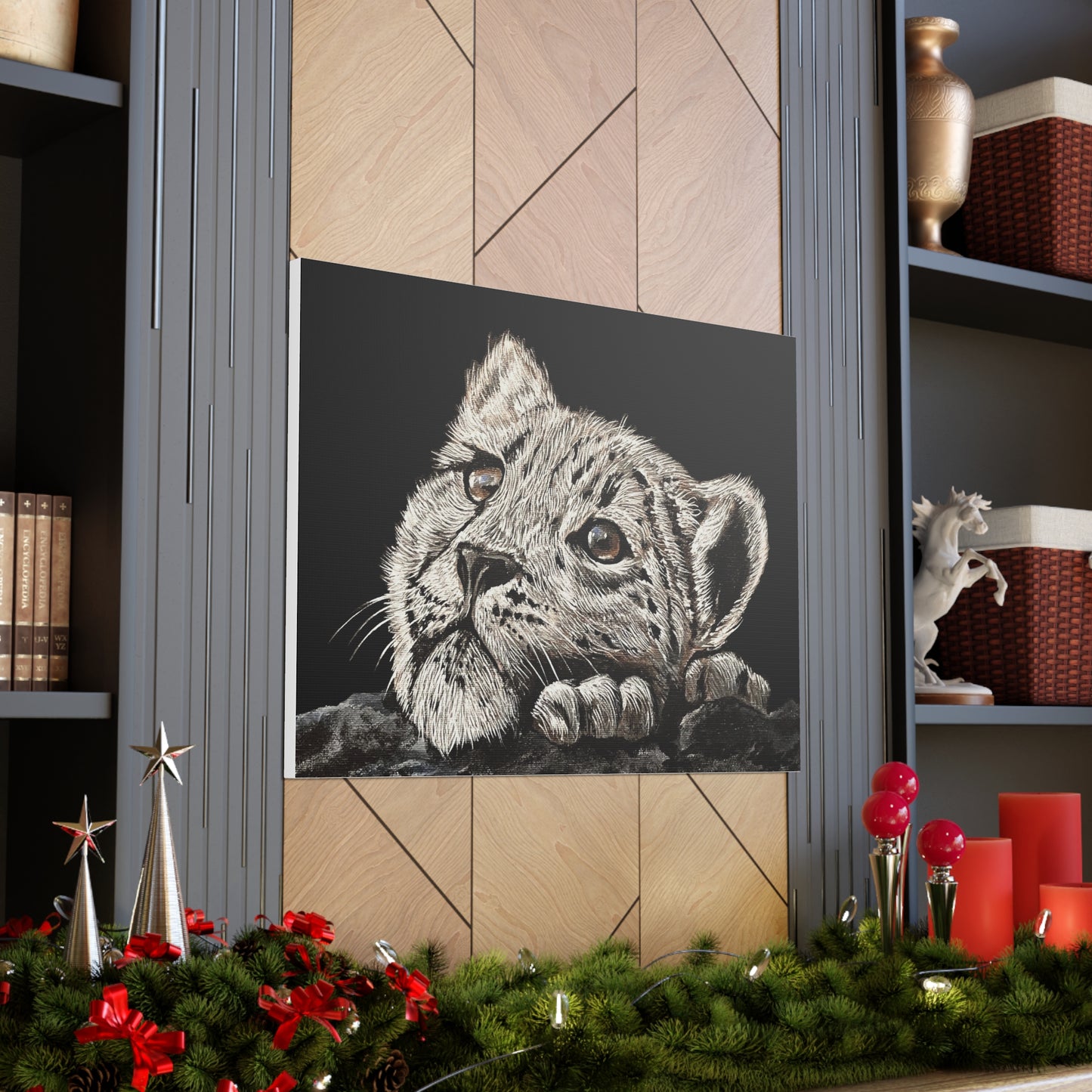 Snow Leopard Cub - Stretched Canvas Print