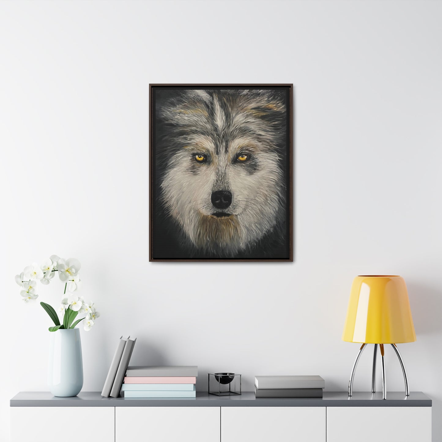 Wolf - Gallery Canvas Wrap with Real Wood Vertical Frame