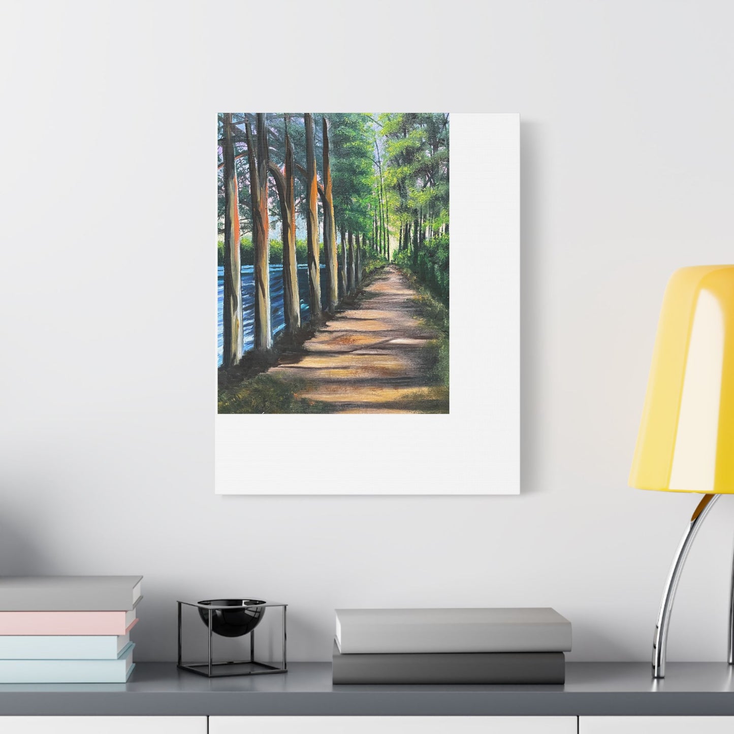 Stretched Satin Canvas Print - Serene Forest Path Artwork