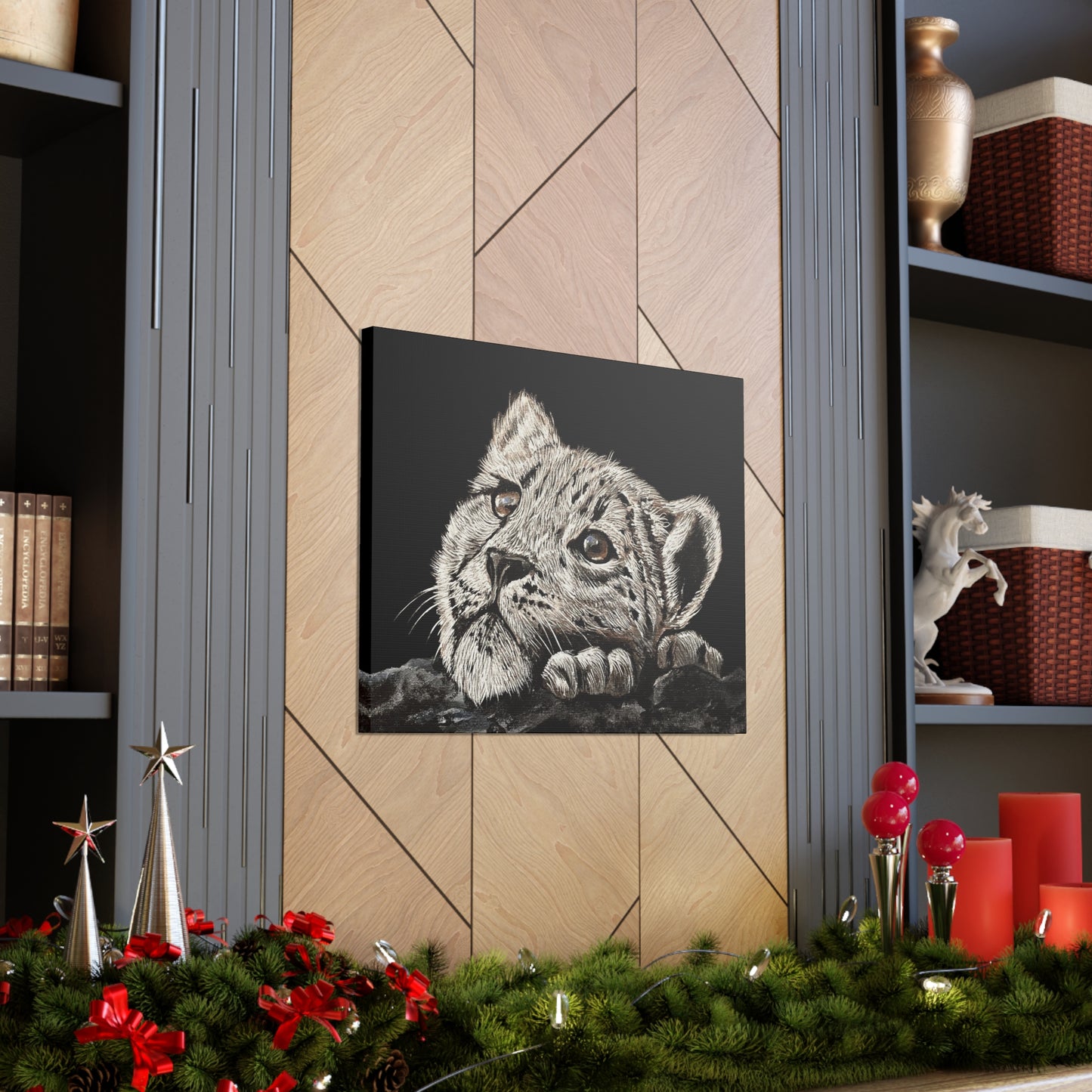 Snow Leopard Cub - Stretched Canvas Print