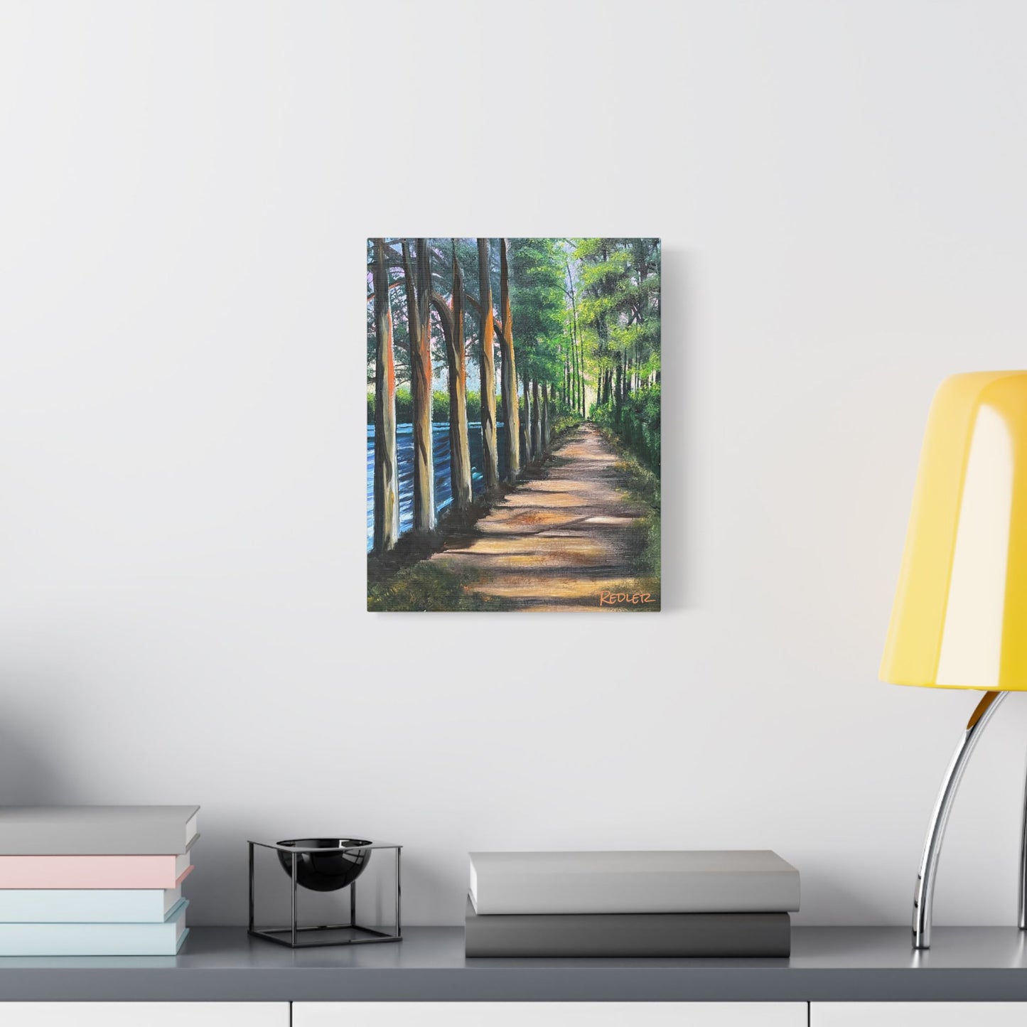 Stretched Satin Canvas Print - Serene Forest Path Artwork