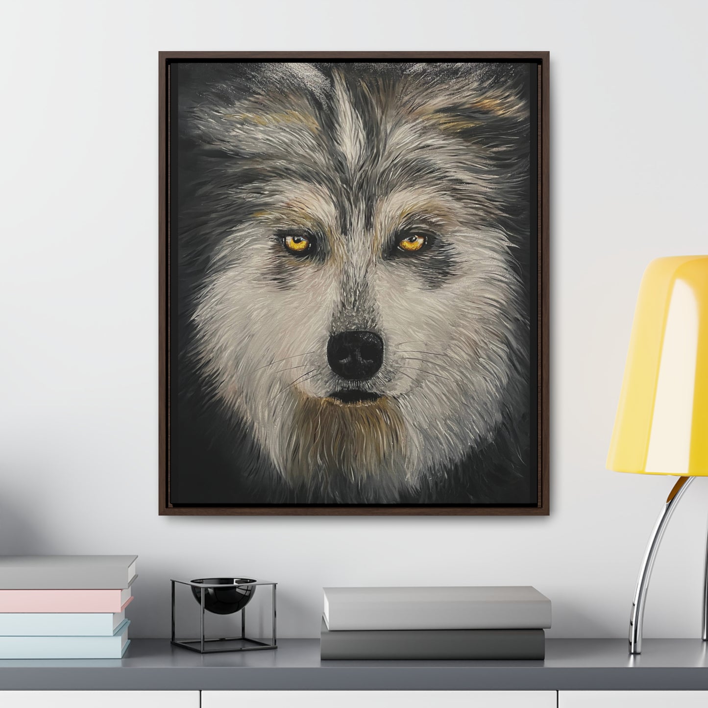 Wolf - Gallery Canvas Wrap with Real Wood Vertical Frame