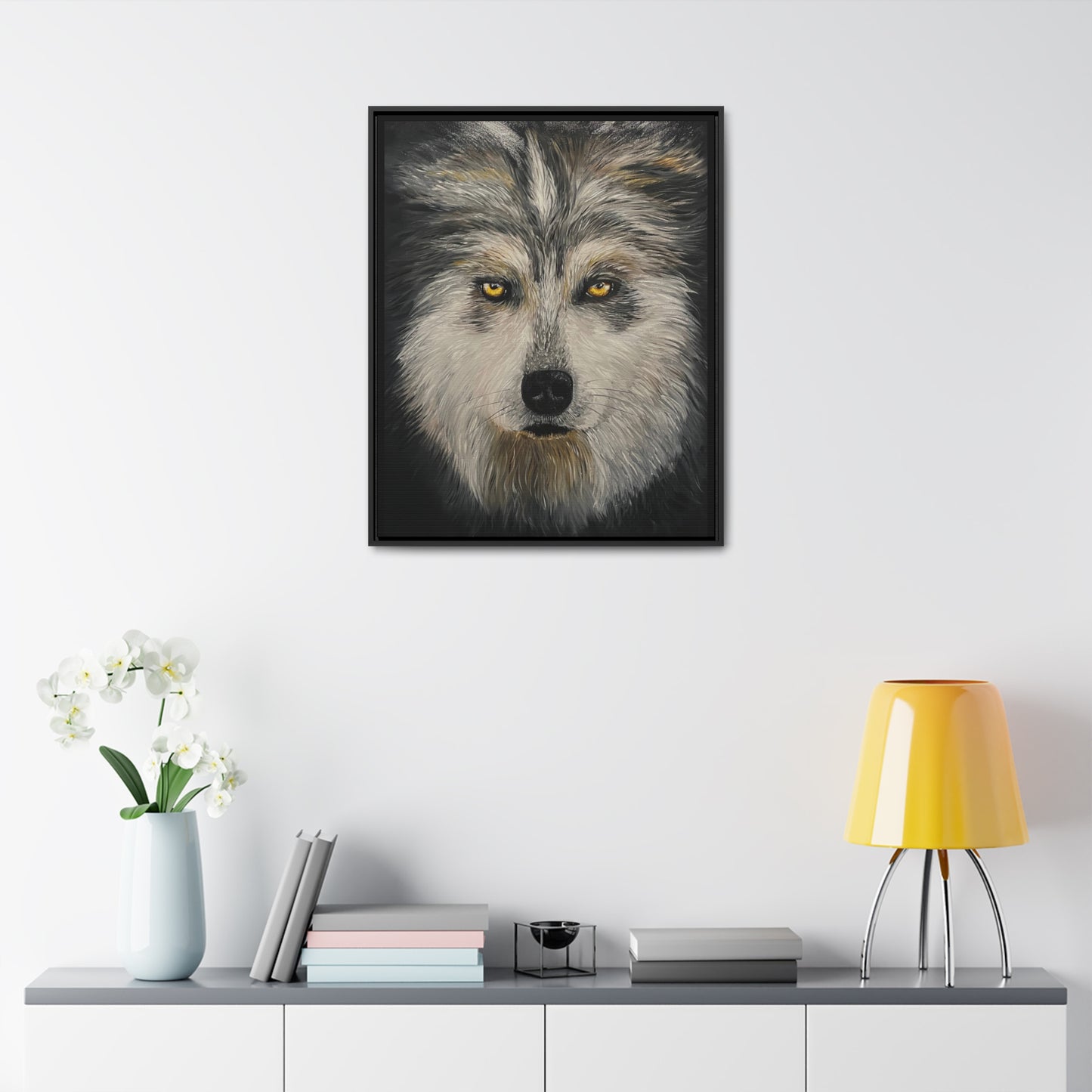 Wolf - Gallery Canvas Wrap with Real Wood Vertical Frame
