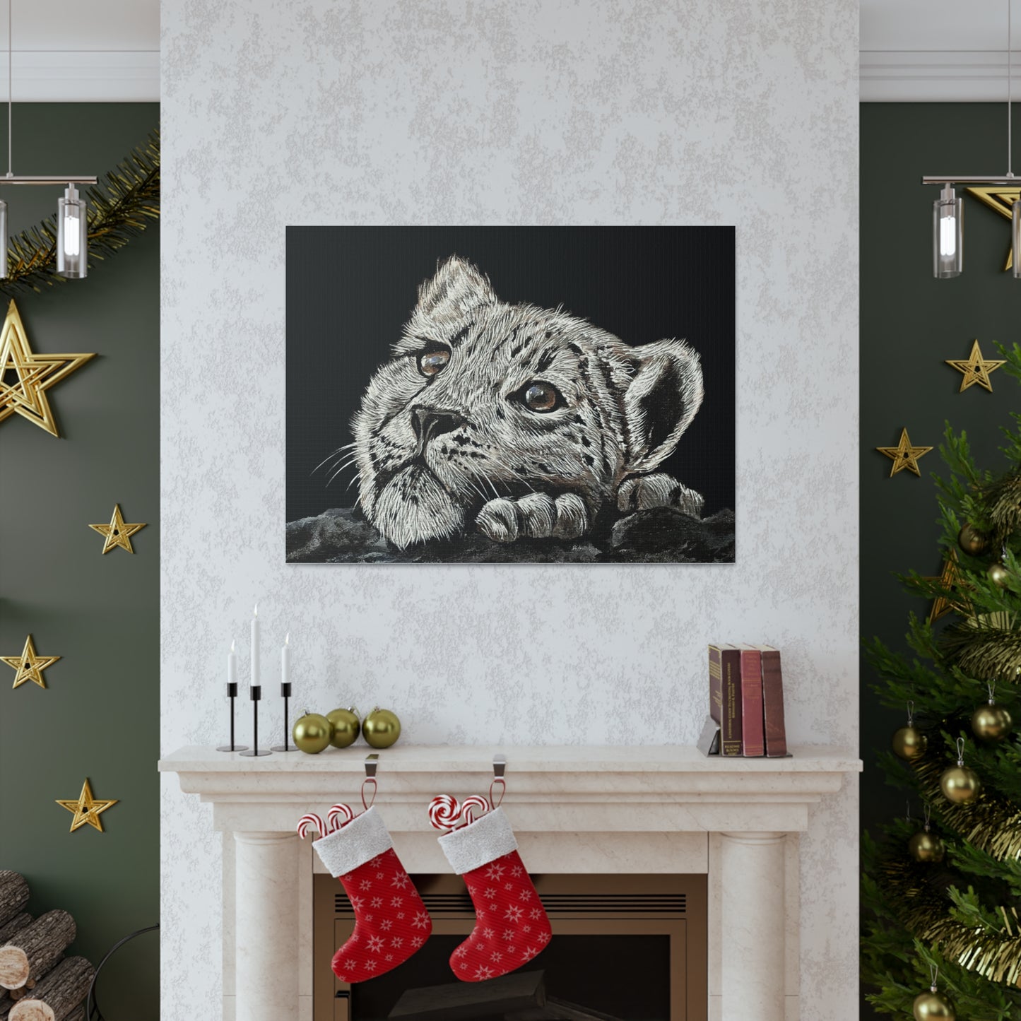 Snow Leopard Cub - Stretched Canvas Print