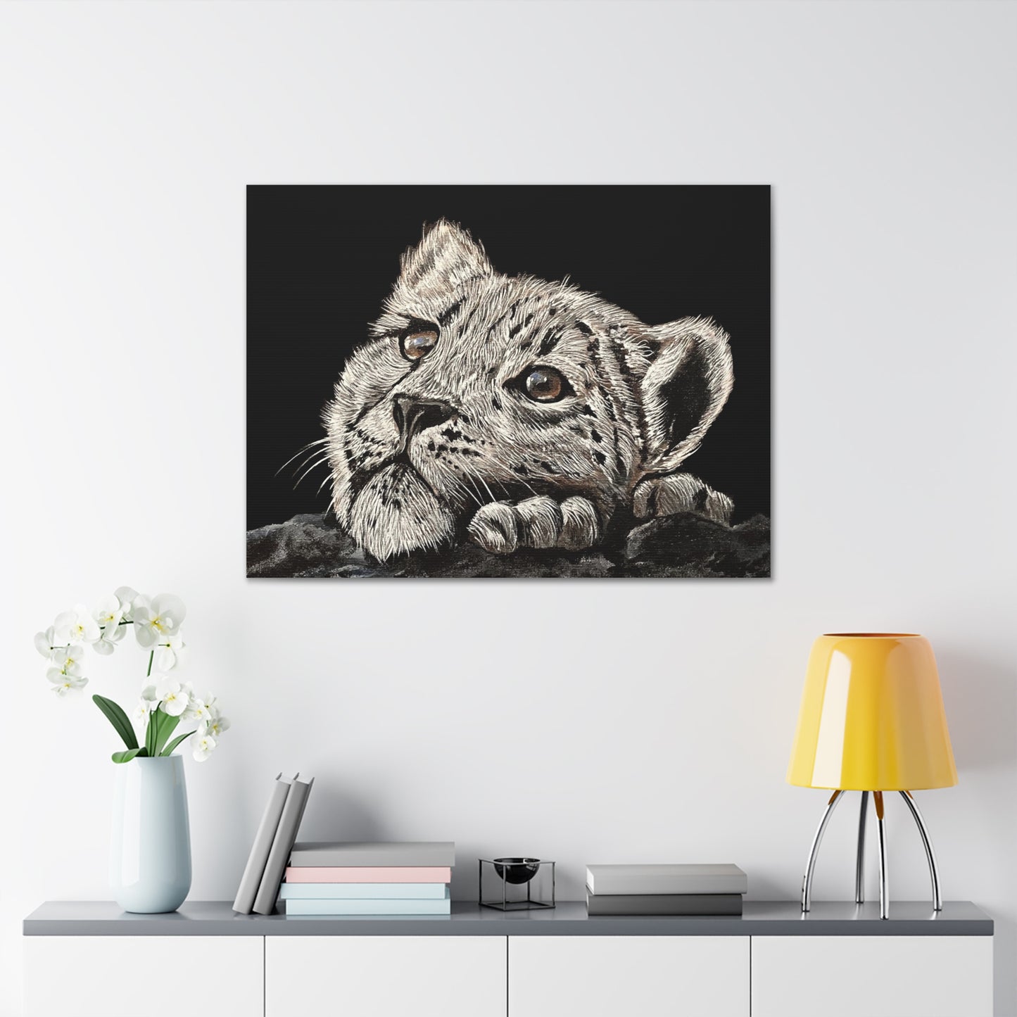 Snow Leopard Cub - Stretched Canvas Print