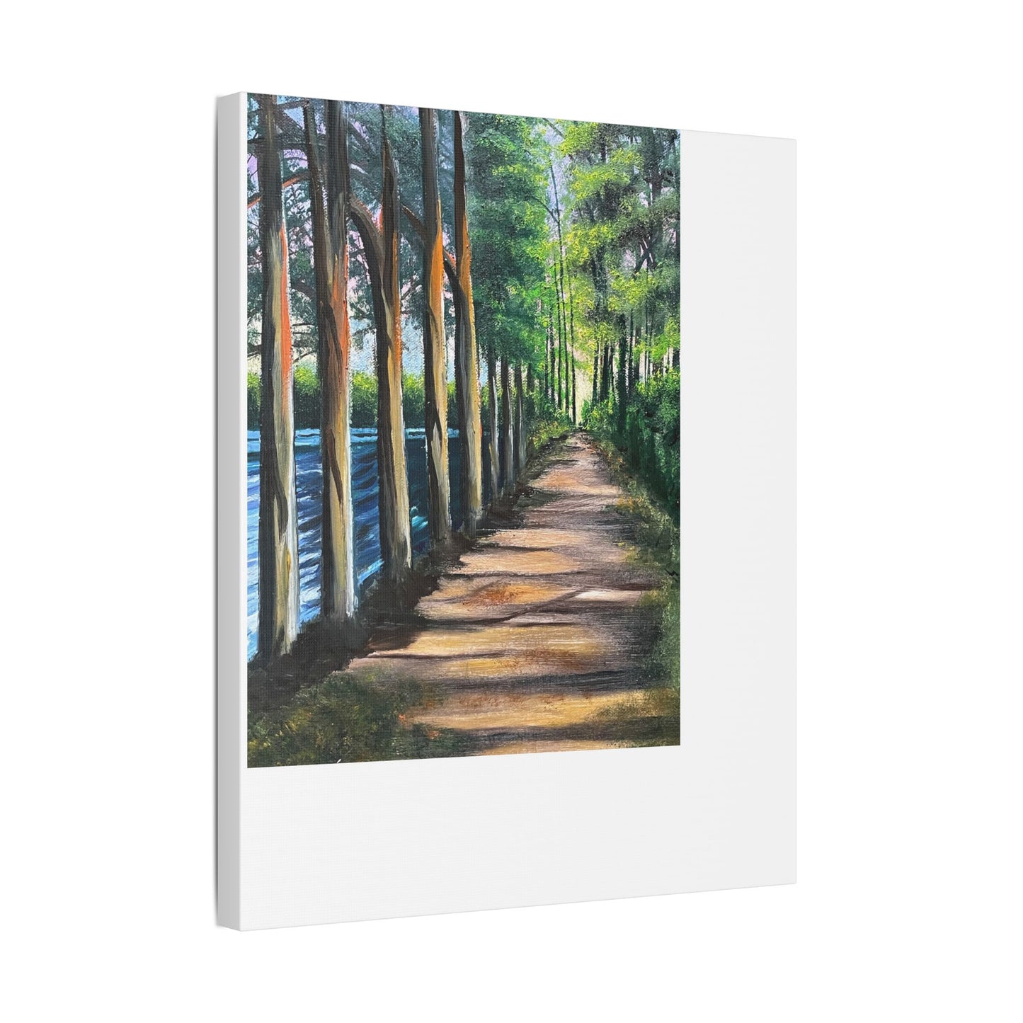 Stretched Satin Canvas Print - Serene Forest Path Artwork