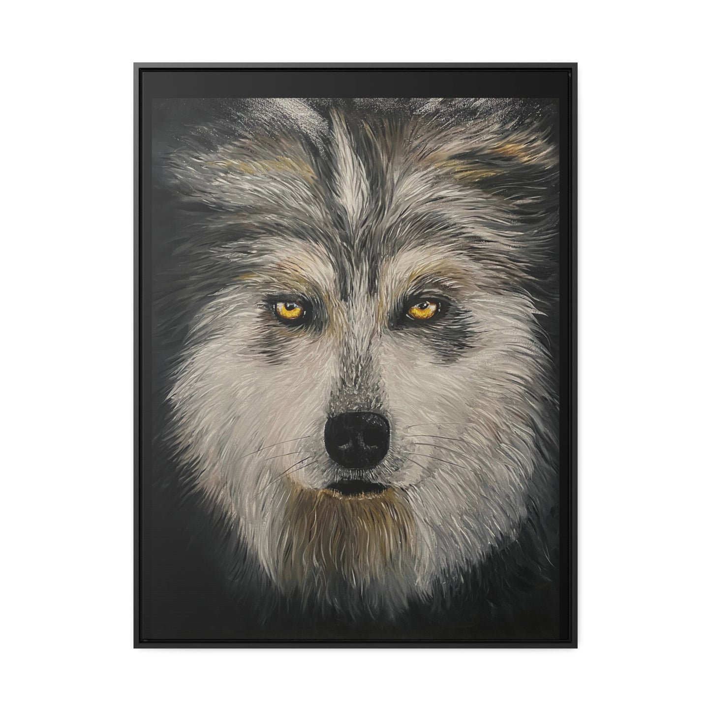 Wolf - Gallery Canvas Wrap with Real Wood Vertical Frame