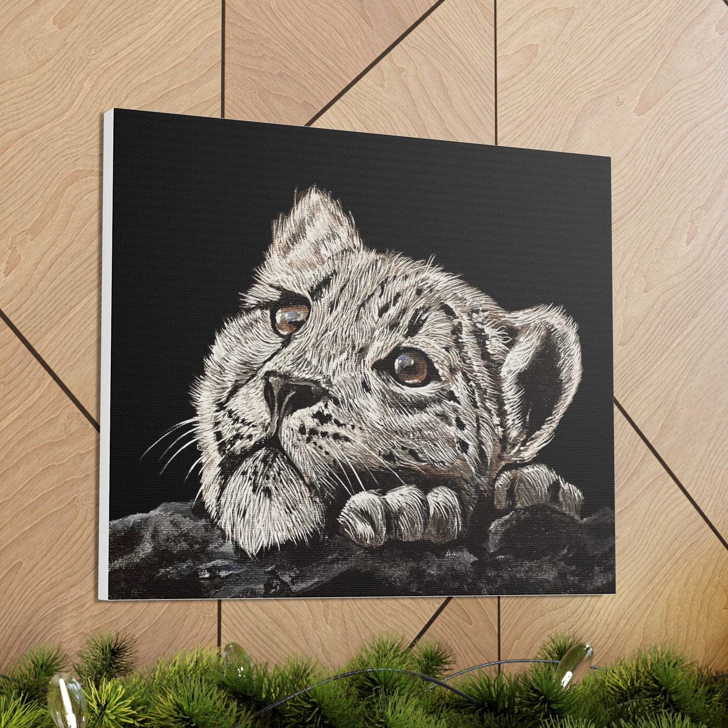 Snow Leopard Cub - Stretched Canvas Print