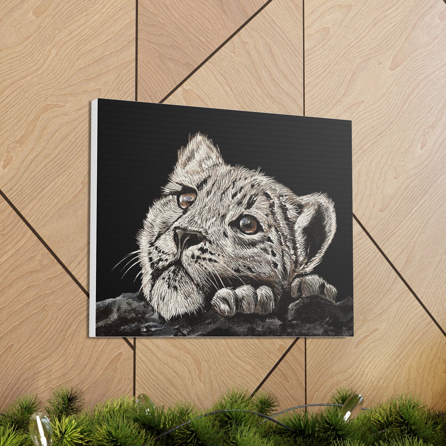 Snow Leopard Cub - Stretched Canvas Print