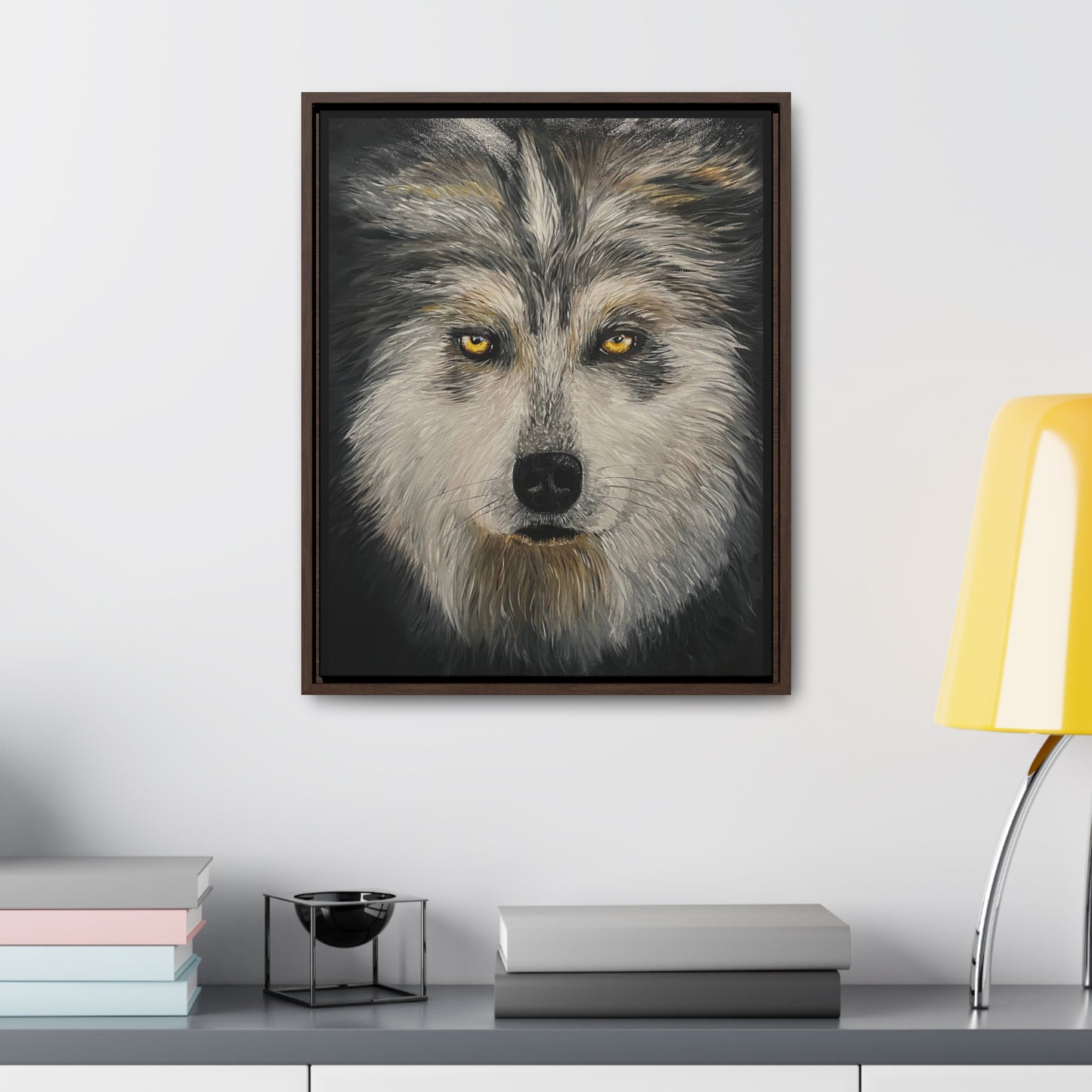 Wolf - Gallery Canvas Wrap with Real Wood Vertical Frame