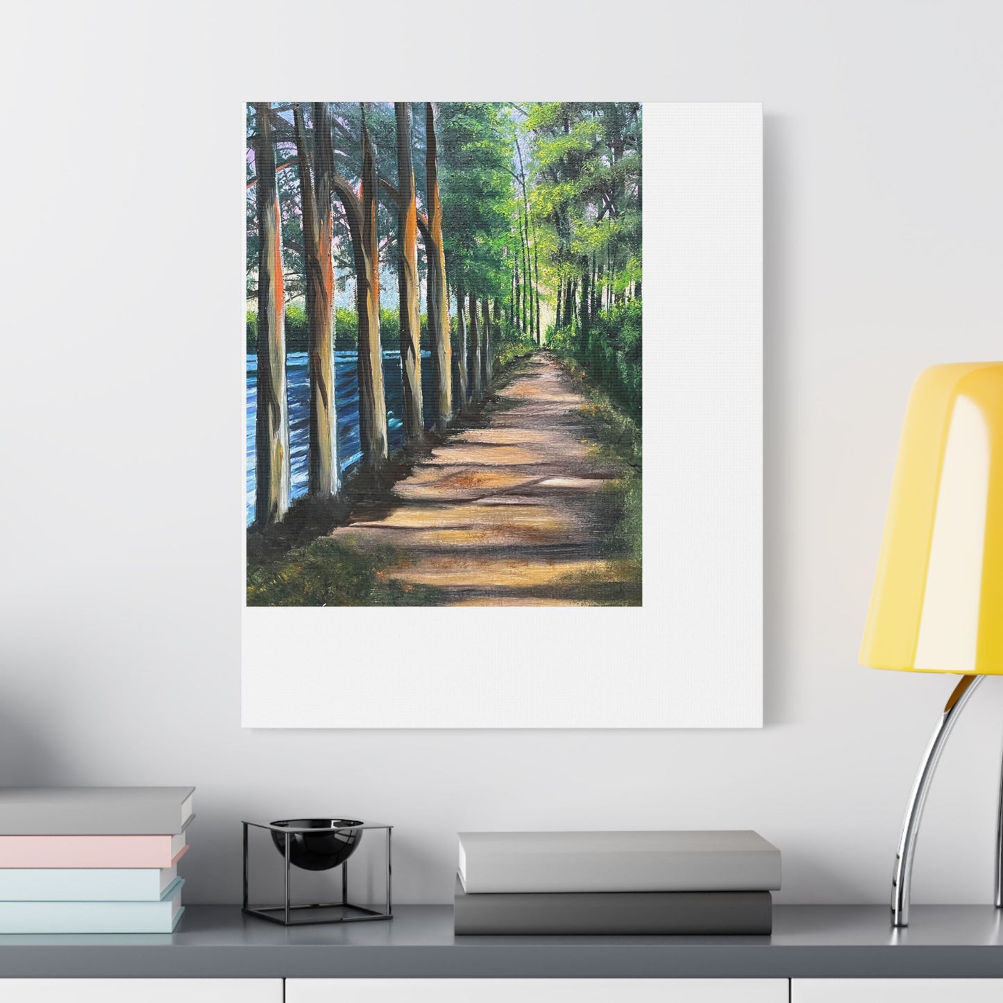 Stretched Satin Canvas Print - Serene Forest Path Artwork