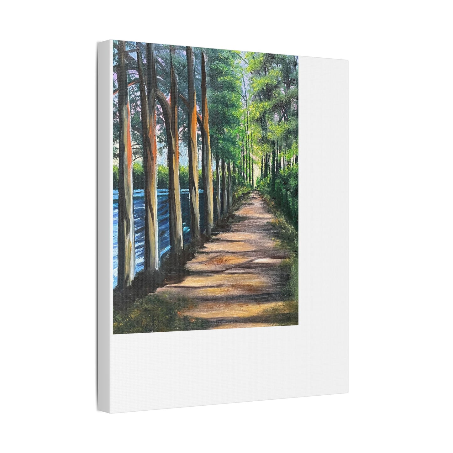 Stretched Satin Canvas Print - Serene Forest Path Artwork