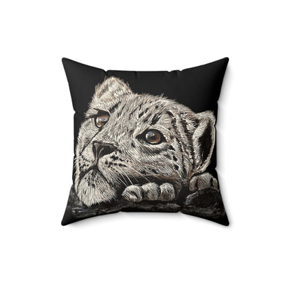 Pillow - Snow Leopard Cub Painting Stylized Art by Bryan Redler Wildlife Series