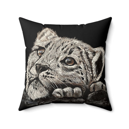 Pillow - Snow Leopard Cub Painting Stylized Art by Bryan Redler Wildlife Series