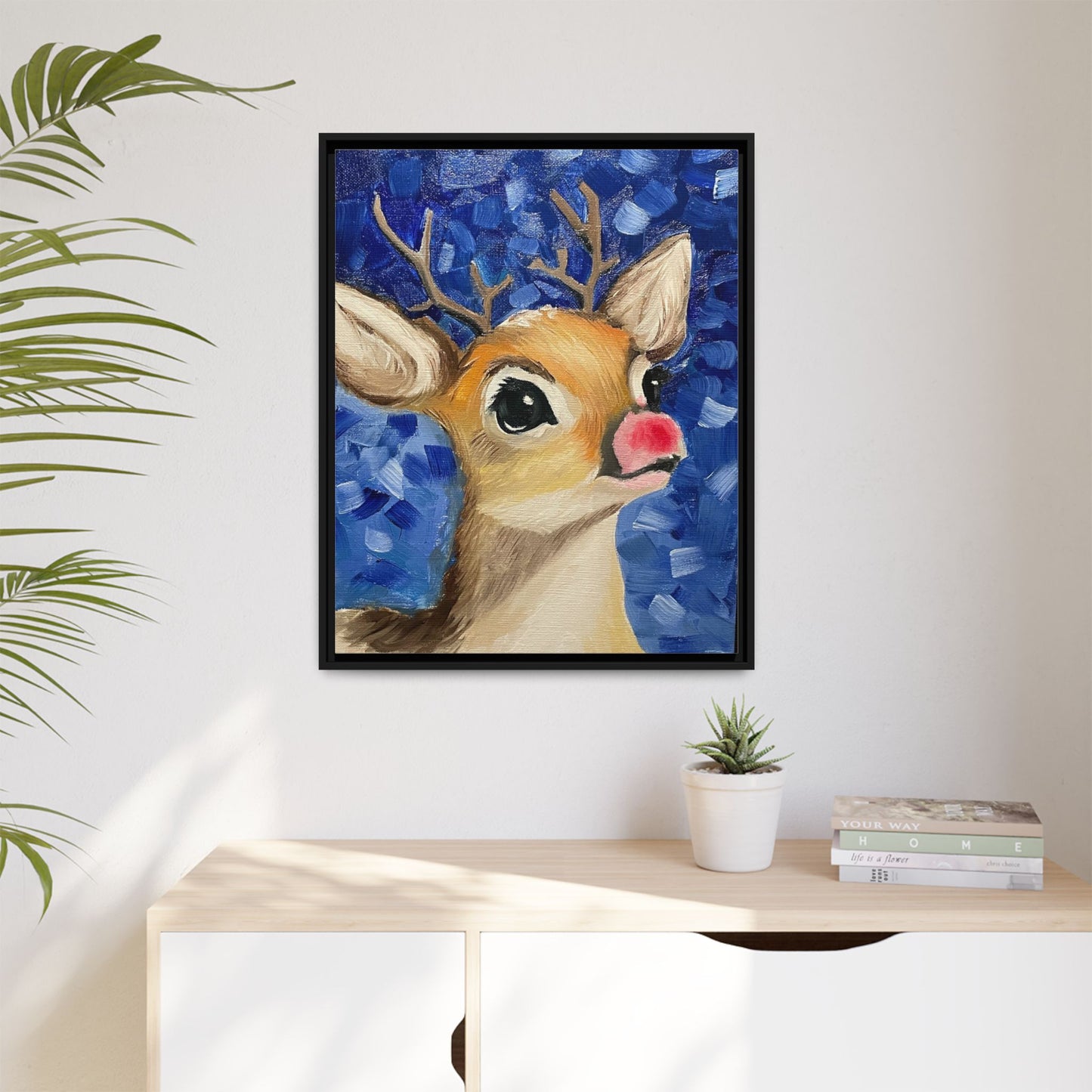 Rudolph Art Print on Matte Canvas - Framed